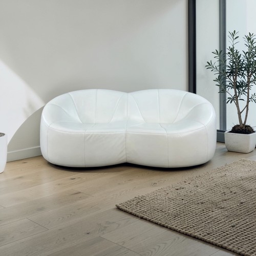 Sofa settee white leather - settee,